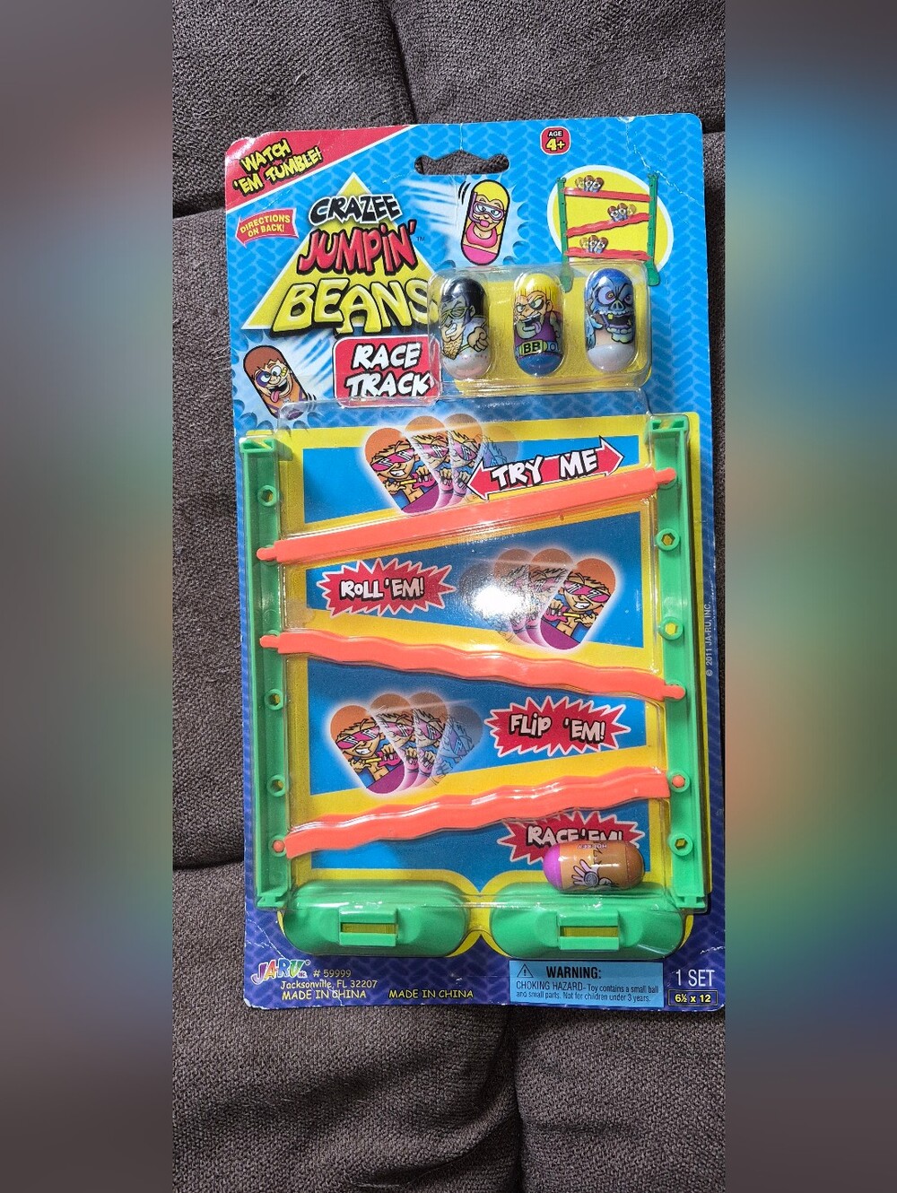 CRAZEE JUMPIN' BEANS RACE TRACK New 4 Beans Hockey Orange Green New